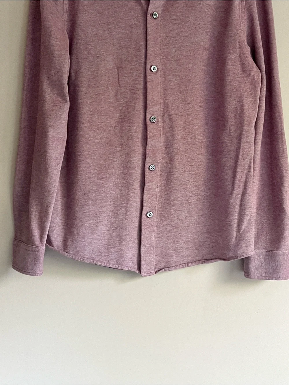 Banana Republic Luxury Touch knit button down shirt heathered burgandy sz medium
